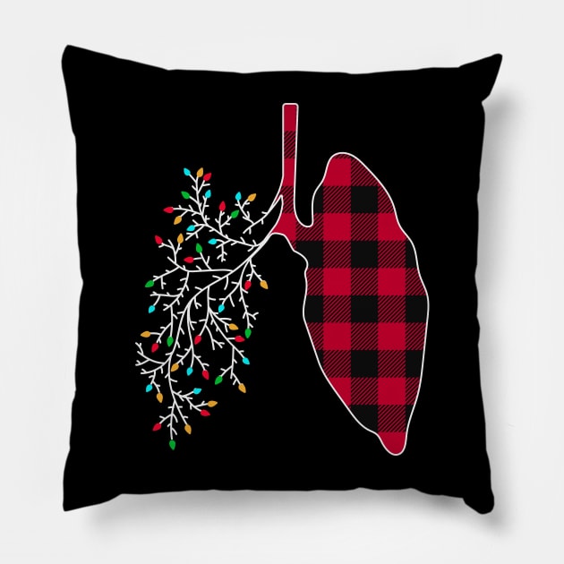 Respiratory Therapy Therapist Lungs Christmas Lights Pillow by Krishnansh W.