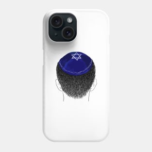 Blue kippah with white Magen David embroidery Phone Case