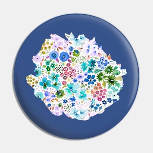 Artful Little Flowers Blue Pin