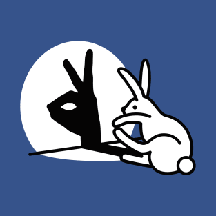 Funny Rabbit hand shadow puppets bunny figure pop art T-Shirt