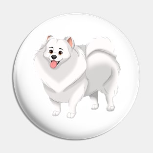 White Pomeranian Dog Pin