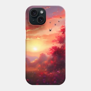 Spring landscape with a beautiful flowering trees. Phone Case