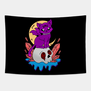 Cute Mystical Cat Skull Tapestry