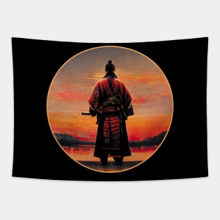 Lonely Samurai Warrior | Red Sky Ronin Tapestry