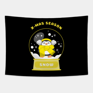 Xmas Season Snow Penguin (Yellow) Tapestry