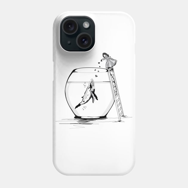The girl feeding the whale in  fish tank Phone Case by vuminhvuong