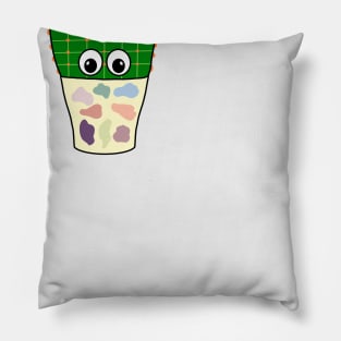 Cute Cactus Design #300: Prickly Pear In Nice Abstract Pot Pillow