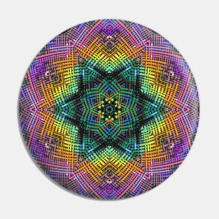 Weave Mandala Green Orange and Pink` Pin