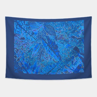 Blue Leaf Lines Tapestry