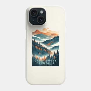 Great Smoky Mountains national park travel poster Phone Case