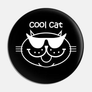 Cool Cat 2 - White Outline Pin