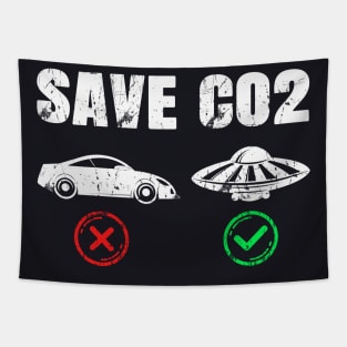 Save CO2 Emission Reduction UFO Climate Change Tapestry