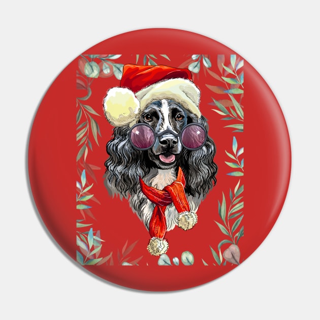 Christmas Spaniel Pin by Budwood Designs