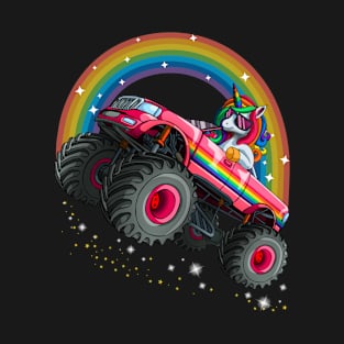 Monster Truck Unicorn Birthday Party Magical Truck Birthday Girl T-Shirt