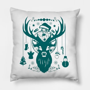 Reindeer antler | deer head green Pillow