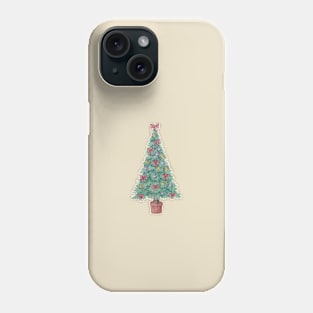 Christmas tree and decorations and red bows Phone Case