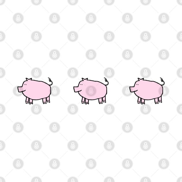 Three Cute Pink Pigs Left by ellenhenryart