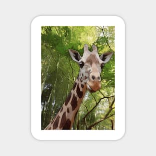 Giraffe In Trees Artwork Magnet