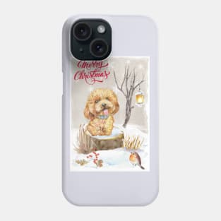 Apricot Poodle Puppy Merry Christmas Santa Dog Phone Case