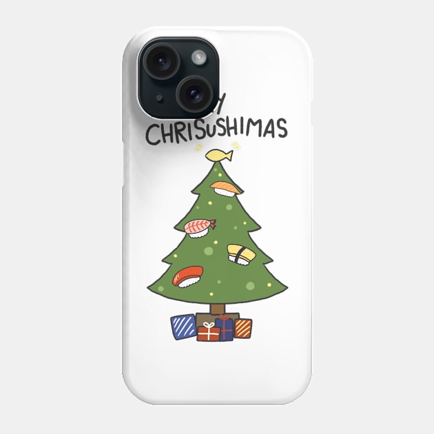 Merry Chrisushimas Tree Funny Sushi Lover Christmas Card Kawaii Cute Anime Food Phone Case by Marinaaa010