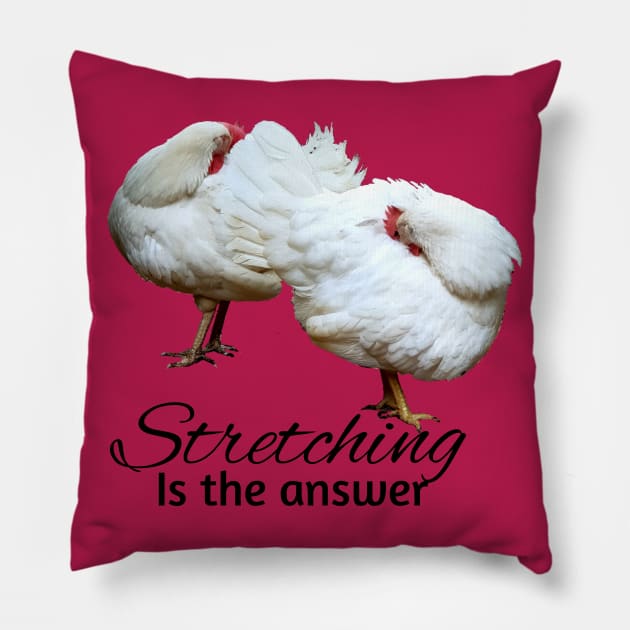 Hens stretching Pillow by GribouilleTherapie