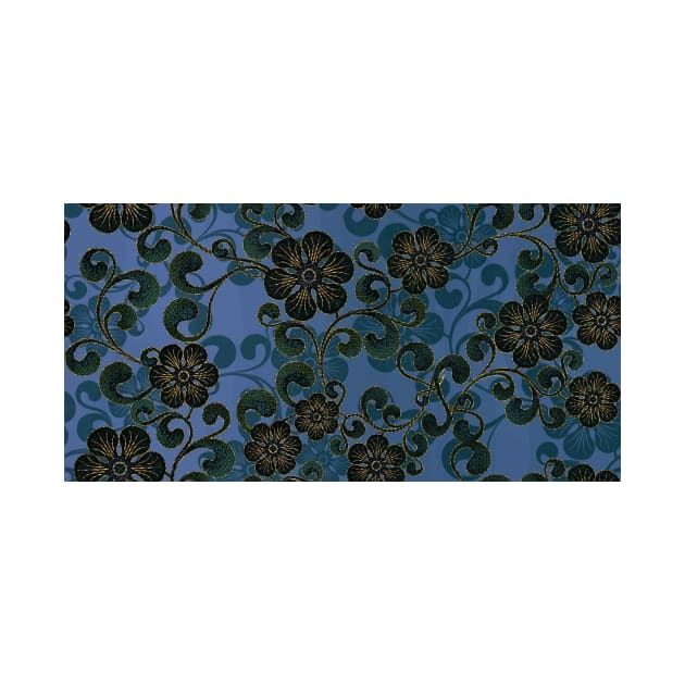 Faux Embroidered Blue Floral Pattern by FloralPatterns