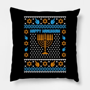 Happy Hanukkah Ugly Christmas Sweater Pillow