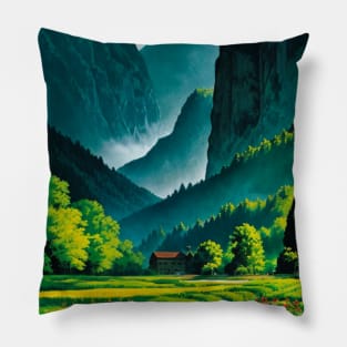 Itty bitty house in a jaw-dropping canyon scene Pillow