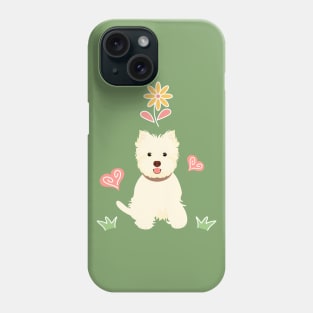 Happy West Highland White Terrier and Flower Phone Case