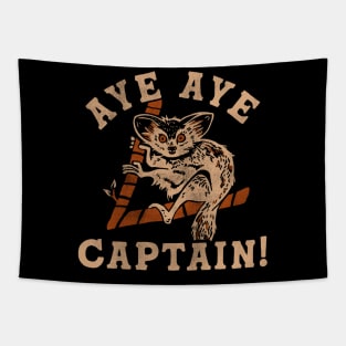 Aye Aye Captain: Cute & Funny Lemur Animal Design Tapestry