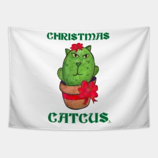 Christmas Catcus Holiday Cactus Cartoon Art Tapestry