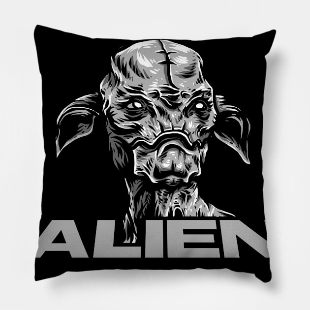 MONSTER ALLIEN Pillow by TENSTUDIOART