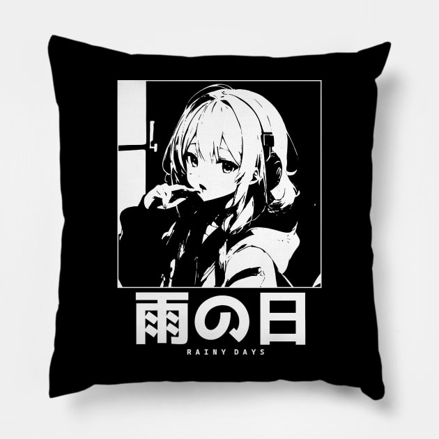 Aesthetic Manga Girl Pillow by Neon Bang Bang