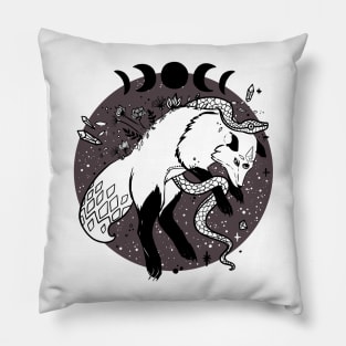 Fox Jumping, Snake, Moon Phases, Nature, And Gemstones Pillow