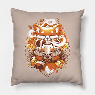 Cozy Fox Coffee - Fall Drink Pillow