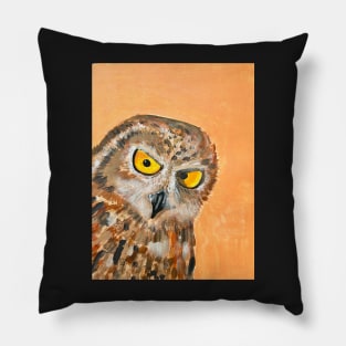 Acrylic painting of an owl Pillow