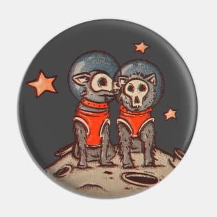 Skull dogs cosmonauts Pin