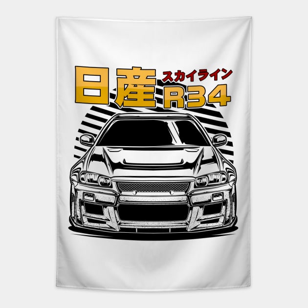 Skyline GTR R34 Tapestry by idrdesign