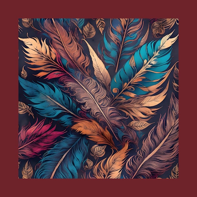 Boho-inspired feather pattern v2 by JapKo