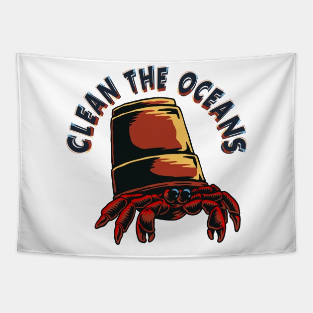 Clean the Oceans - Crab Tapestry by UnluckyDesigns