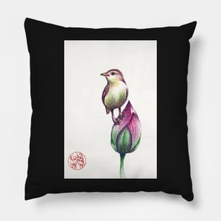 Beautiful Baby Bird on a Bashful Bud Pillow