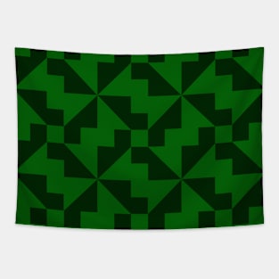 Emerald Green Propeller Patchwork Pattern Tapestry