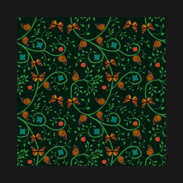 Monarch Butterflies and Flowers Pattern by andybirkey