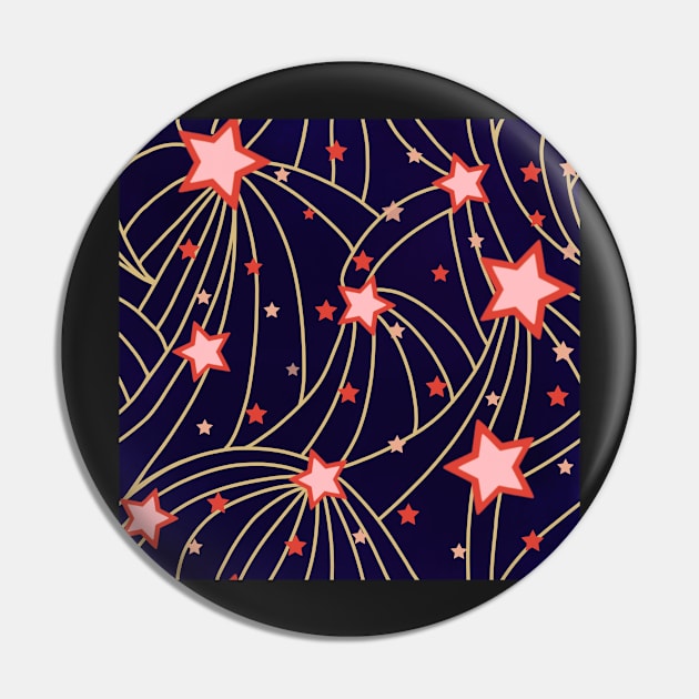 Fun Stars Orange and Black Pin by Melisaura