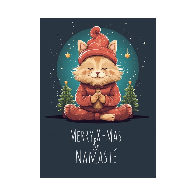 Yoga Meditation Christmas Cat by ByMine