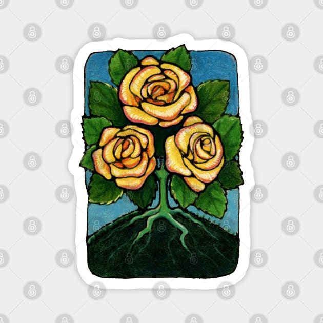 Three of Roses Magnet by DarlaHallmark