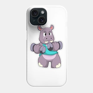 Hippo at Bodybuilding with Dumbbells Phone Case