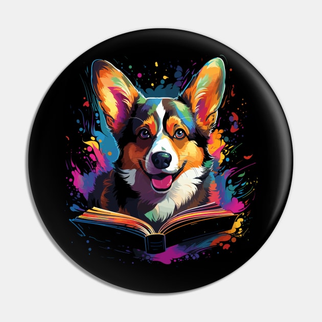 Corgi Reads Book Pin by JH Mart