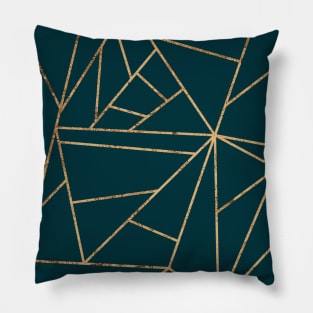 Luxe Teal and Gold Geometric Lines Pillow