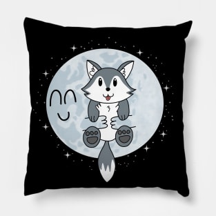 Moon Hugs Cute Wolf Pillow